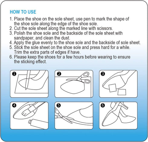 Unikstep 2 Pairs Shoe Sole Repair Rubber Sheets, Anti Slip Noise Reduction Grips, Size 7.1x4.7 Inches