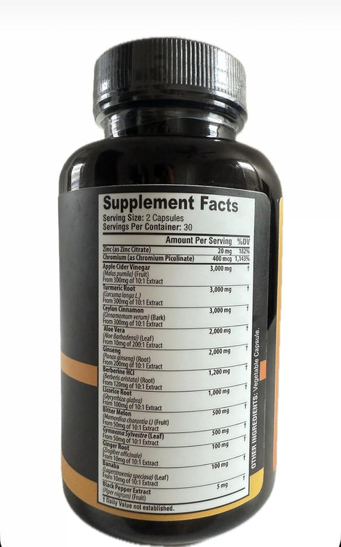 Vitabem 3000mg 3000mg 3000 2000mg 2000mg 1200mg 60 Count Ceylon Cinnamon Capsules Turmeric Apple Cider Vinegar mg