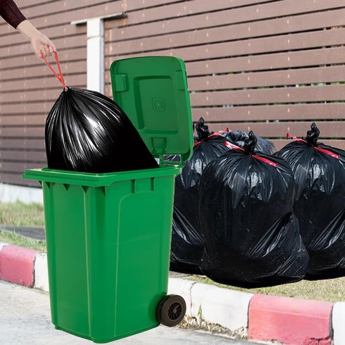 39 Gallon Lawn & Leaf Trash Bags - Drawstring, 50 Count, Heavy Duty Black & Unscented Plastic Bags