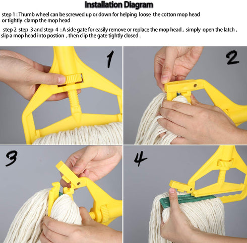 OFO Heavy Duty Loop-End String Mop with Extra Replacement Head, 59 Inch Handle for Industrial Floor Cleaning