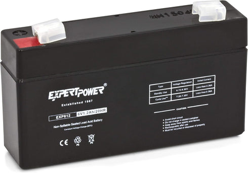 ExpertPower EXP612 6V 1.2 Amp Rechargeable Battery replaces LEOCH DJW6-1.2 T1 F1 6V1.3AH 6V1.4AH 6V1.2AH LP6-1.4 - F1 Terminals (Valve Regulated Lead Acid Battery)