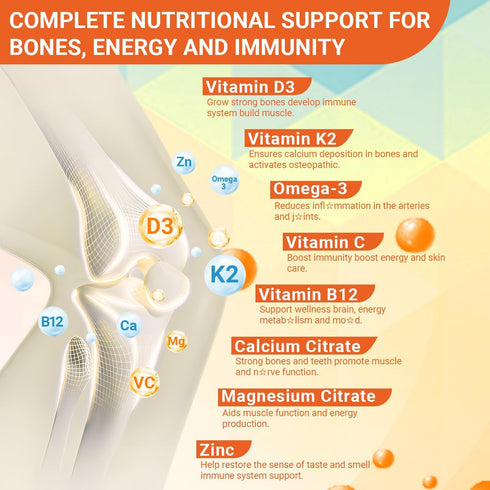 Wiszeen D3 K2 Gummies, D3 10000 K2 (MK-7) 200 D3 K2 3, Immune Vitamin Vitamin IU & mcg - Supplement with Omega Calcium