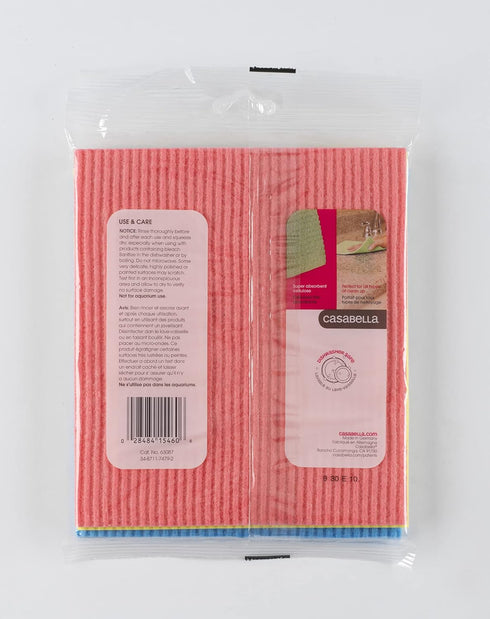 Set 3 8 7-Inch, Casabella Cellulose Sponge Cloths of All-Purpose Reusable Cleaning Wipes, x Assorted Colors