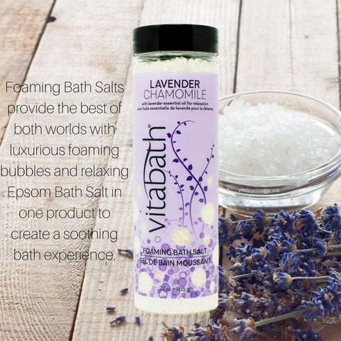 Vitabath Lavender Chamomile Foaming Bath Salts, Relaxing Bubble Aromatherapy for Muscle & Body Ache Soothing