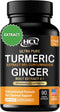 Turmeric Curcumin with Ginger, 1750mg High-Potency Formula with 95% Standardized Curcuminoids, 60 Vegan Capsules