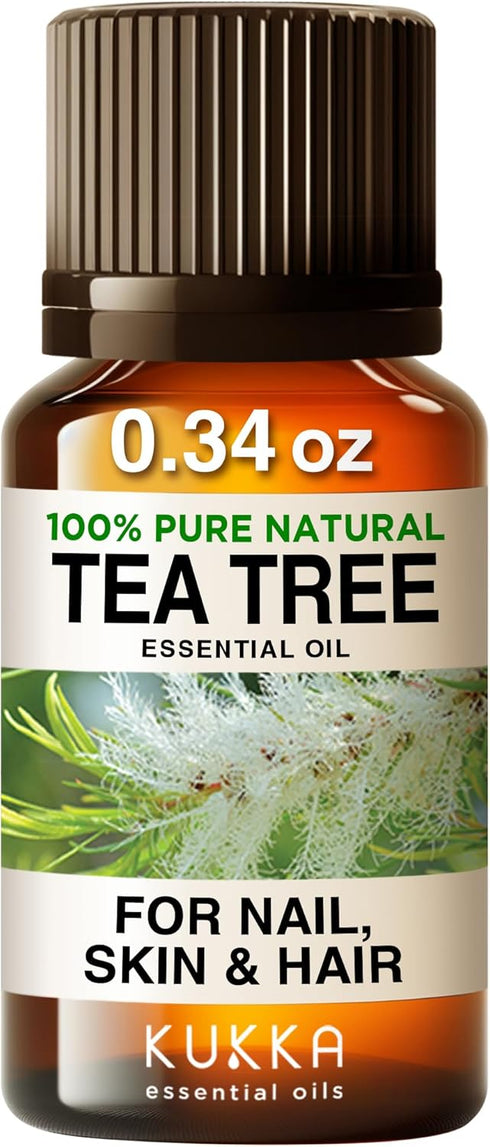 Kukka Tea Tree Essential Oil, 0.34 FL Oz, 100% Natural for Skin, Hair, Toenail & Soap Making