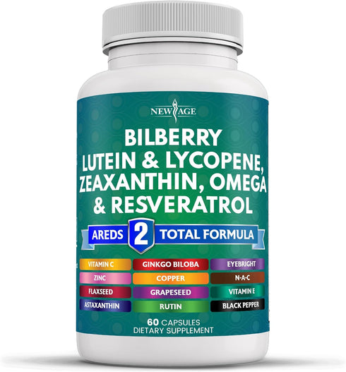 NEW AGE Eye Health Vitamins with Bilberry, Lutein & Zeaxanthin, 60 Count