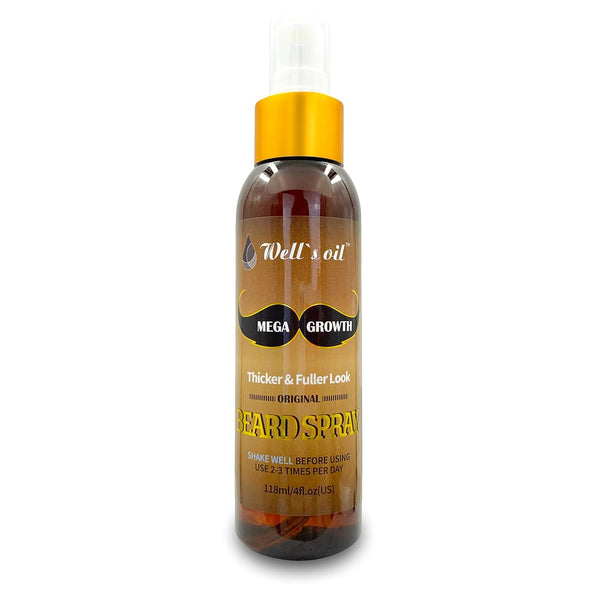 Well's MEGA GROWTH Beard Spray, 4 fl.oz Naturally Derived Moisturizing and Conditioning for Men’s Beard Care