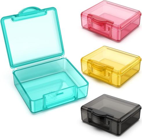 TecQach Small Pill Box 4 pcs,Cute Travel Pill Organizer Case Mini Tiny Clear