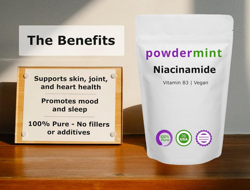Niacinamide Powder (Vitamin B3) | 100% Pure Niacin Powder 500 mg | Flush-Free Supplement (100 Grams)