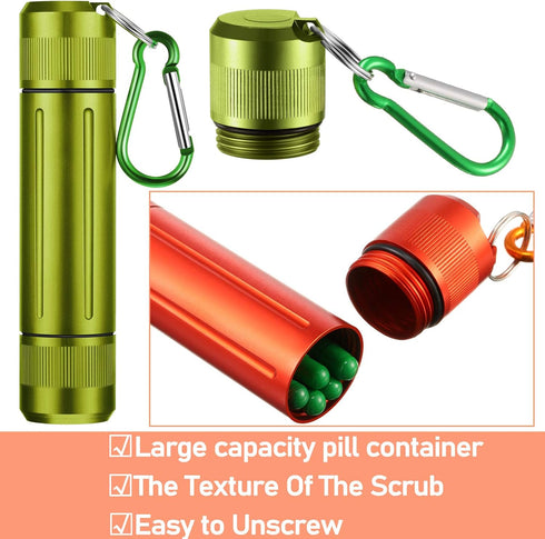 3 Pieces Portable Sealed Metal Container Bottles, Waterproof Travel Jars with Key Chain (3 Colors)