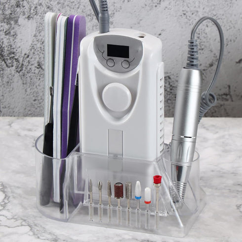 HURRISE Transparent Nail Drill Grinding Bit Organizer, Large Capacity Holder Storage Case for Manicure Tools