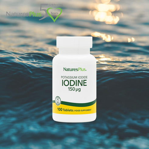 NaturesPlus Potassium Iodide - 150 mcg, 100 Vegan Tablets, Thyroid Support, Gluten Free