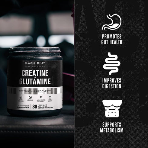 Creatine + Glutamine Supplement for Muscle Recovery & Growth, 30 Servings, Unflavored