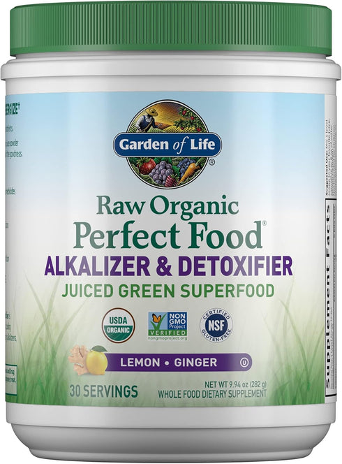 Garden of Life Raw Organic Perfect Food Alkalizer & Detoxifier, Lemon Ginger, 30 Servings