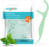 100 Count Twin-Line Dental Flossers, LIAMOSS Mint Flavor Picks for Super Cleanup Teeth, Unbreakable Toothpicks