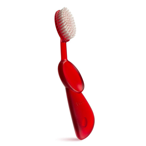 RADIUS Original Big Brush Toothbrush - Right Hand, Red & Black Case, BPA Free