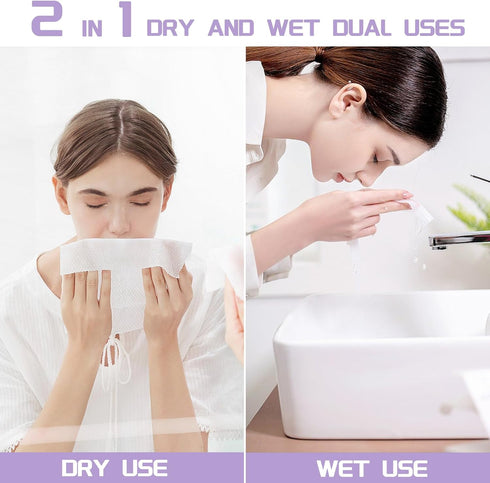 Disposable Face Towel 100 Count, Soft Cotton Face Clean Towels for Skincare & Makeup Remover