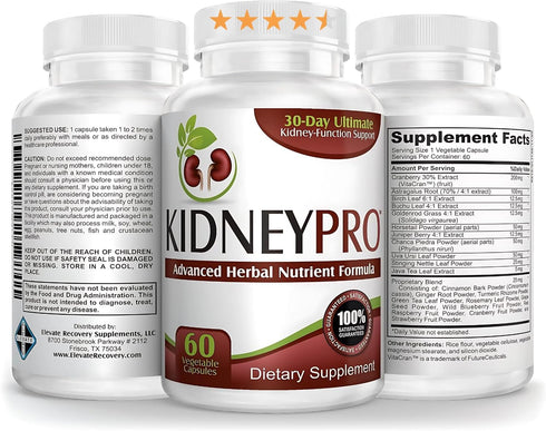 Kidney-PRO with 21 Kidney Health Supplements, All-in-1 Formula for Happier Kidneys & Urinary Tract, 60 Capsules