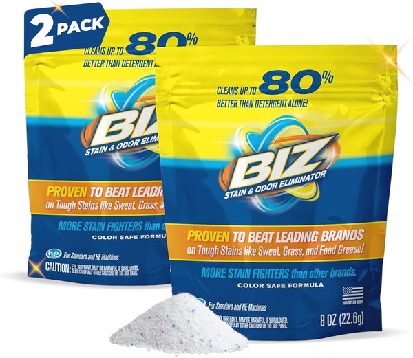 Biz Laundry Detergent Powder, Stain and Odor Eliminator for Tough Stains Like