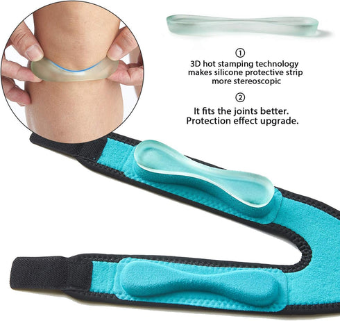 Patella Knee Strap, Adjustable Knee Brace with 3D Silicone Insert for Pain Prevention & Relief for Running, Football