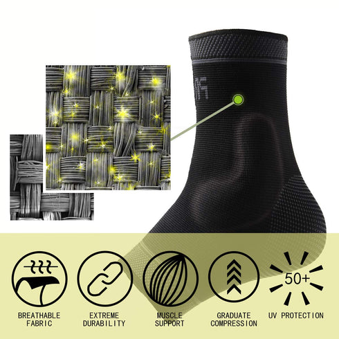 Adjustable Foot Socks - Ankle Brace Compression Support Sleeve with Silicone Gel for Joint Pain Recovery (Black-Large)