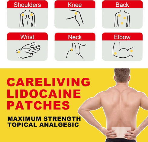 4% Lidocaine Pain Relief Patch, 15 Count, 3.9” x 5.5”, Maximum Strength Gel Patches for Back Knee Neck Joint Ache Muscle Soreness, Portable Heating Pad, Multi-Purpose Heat Wraps