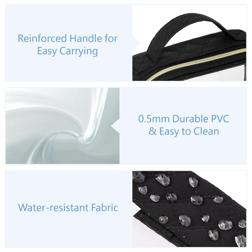 PACKISM Clear Makeup Bags - TSA Approved Large Opening Toiletry Bag, Black Travel Essentials