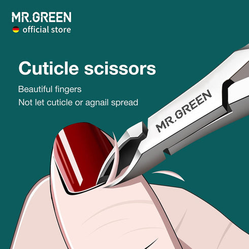 MR.GREEN Cuticle Nippers Nail Manicure Scissors Cuticle Clippers Trimmer Dead Skin Remover Stainless Steel Cutters Beauty Tool With Pusher (Mr-1028+Pusher) by MR.GREEN