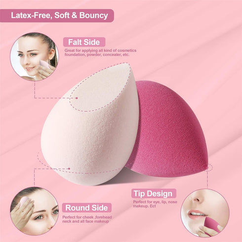 DUAIU 4 Pcs Makeup Sponge Set, Beauty Sponge Foundation Blending Sponges for Liquid, Cream, and Powder