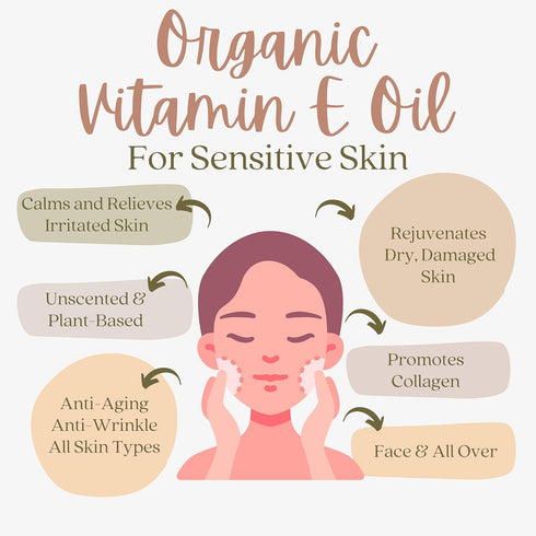 Organic Vitamin E Oil for Scars - All Natural & Vegan Skin Moisturizer 2oz - Reduces Wrinkles, Lightens Dark Spots