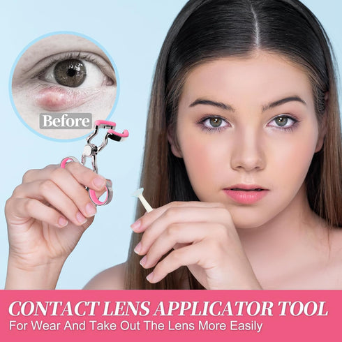 SHENIAFC Contact Lenses Applicator Soft Easy to Use Tool Includes Contact Lens Remover Tool Case Tweezers Saseuction