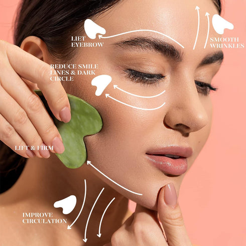BAIMEI Jade Roller & Gua Sha - Facial Beauty Roller Skin Care Tools, Self Care Gift for Men & Women