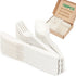 100% Compostable Cutlery Set, 150pcs (50 Forks, 50 Spoons, 50 Knives), Eco-Friendly, Ivory White