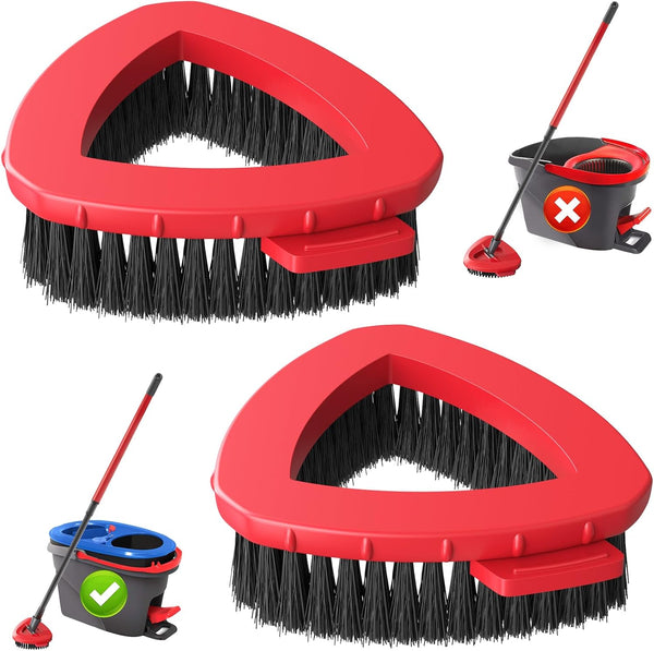 2 Pack Spin Mop Scrub Brush Head Replacement for RinseClean 2-Tank System, Hard Bristle Scrubber for Floor
