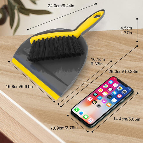 Small Dustpan and Broom Set, Mini Handheld Dust Pan with Cleaning Brush Combo for Home, Desktop, Pet Care