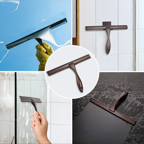 Hiware All-Purpose Shower Squeegee, Bronze Stainless Steel for Shower Doors, Bathroom, Window and Car Glass - 10 Inches