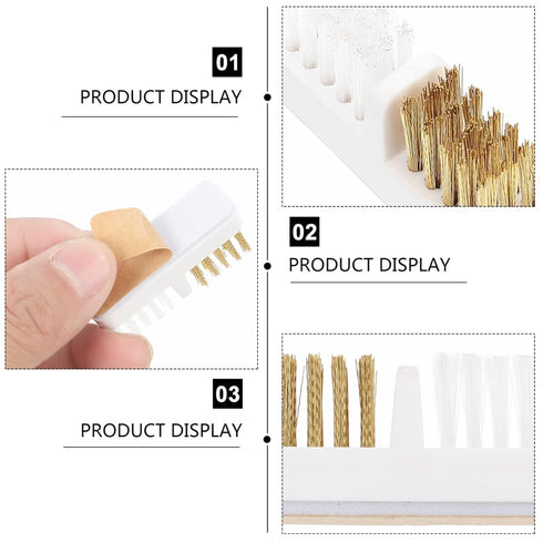 KALLORY 6pcs Brush, Home Wire Metal Head Accessories for Manicure Cleaning Bits Tools, Copper Trimming Nail Bit Drill