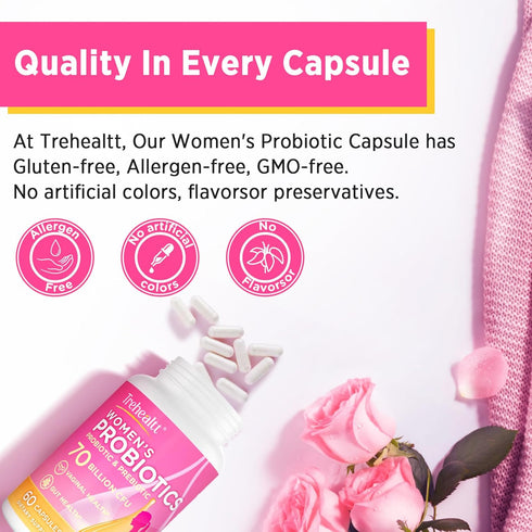 Vaginal Probiotics, 70 Billion CFU, 13-in-1 Women’s Probiotic & Prebiotic, 2 Month Supply for Healthy Flora