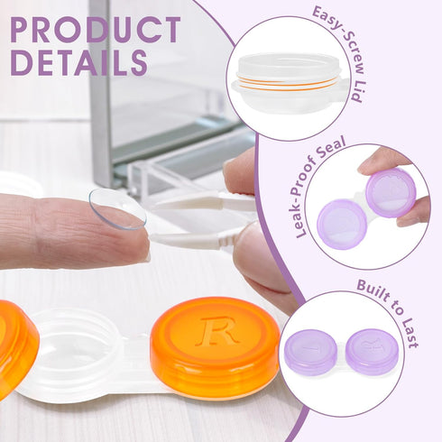 Phyyixs 36 Pack 6 (36) Contact Lens Cases Bulk, Transparent Cute Contact Lens Case for Home & Travel, Color