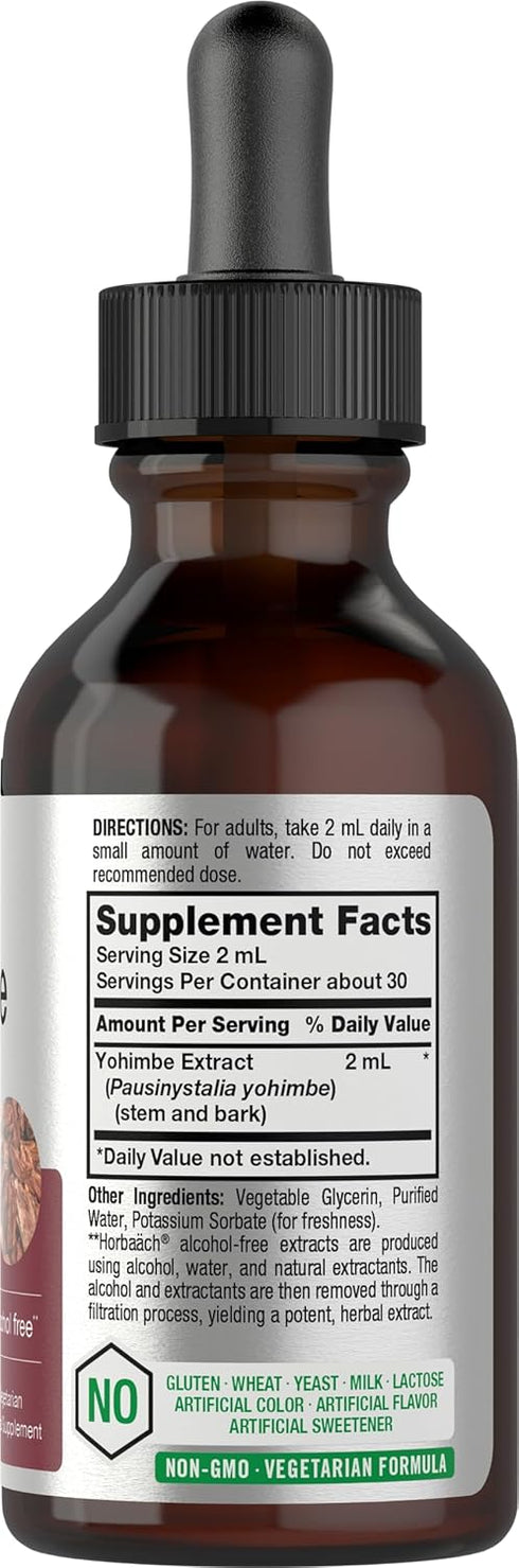 Horbaeach Super Yohimbe Bark Extract | 2 Oz | Alcohol and Sugar Free Formula | Vegetarian, Non-GMO, Gluten Free Liquid Supplement