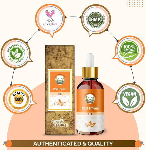 Crysalis Red Thyme Oil 15 ML - 100% Pure Natural Undiluted Essential Oil for Skin, Hair, Diffuser, Massage