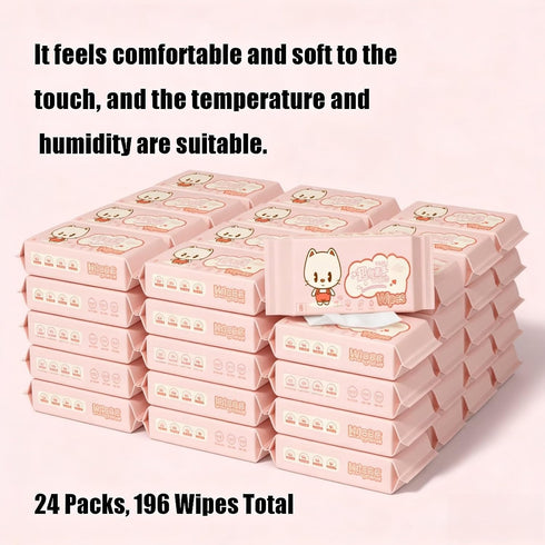 KATPOSIN 24 Packs 8 192 (24, Disposable Wet Wipes, Skin-Friendly Hypoallergenic Unscented Travel Cleaning Wipes