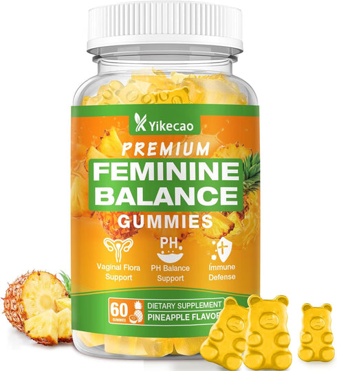 Yikecao Premium Feminine Balance Gummies for Women, Pineapple Gummies for Women Ph Balance