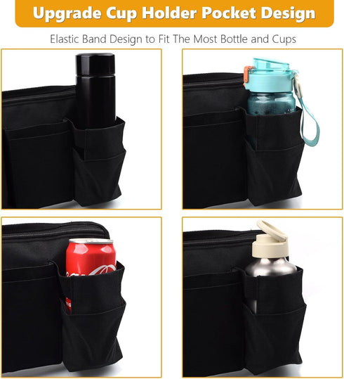 Wheelchair Side Bag with Cup Holder,Wheelchair Armrest Accessories Storage Pouch for RollatorWalkerPower