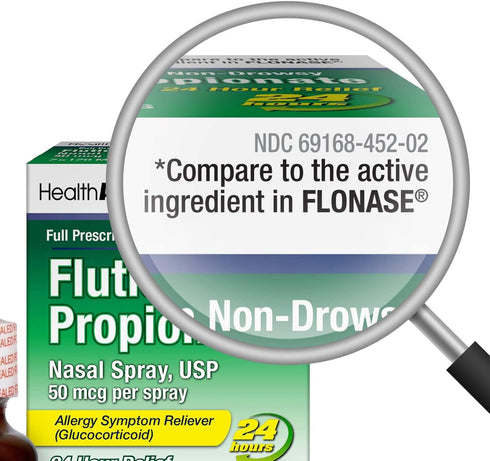 HealthA2Z 50 24 144 0.62 oz. (18.2mL) (0.62 oz. (Pack 2)) Fluticasone Propionate Nasal Spray | mcg per Spray | Hour