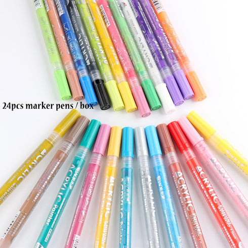 24 Colors Nail Polish Pen Set, Nail Art Pens for Painting, Black White Liner Gel Polish, Dotting French Tips Drawing Liner Brush Pen, Waterproof Acrylic Marker Pen, Nail Art Decoration Kit