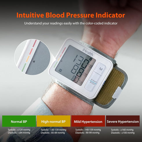 iHealth Push Wrist Blood Pressure Monitor, Digital Bluetooth Machine with Large Display and Portable Carrying Case