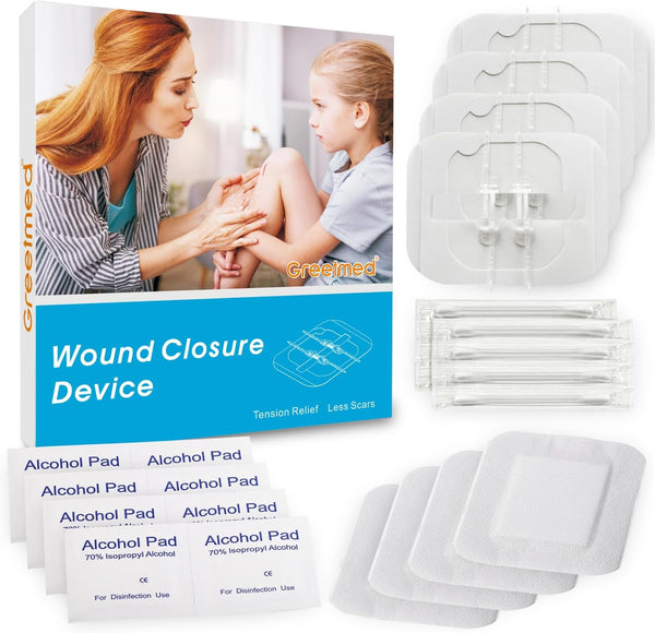 Zip Stitch Emergency Wound Closure Strips, 4 Pcs Laceration Closure Kit for Wounds without Stitches, Butterfly Bandaids