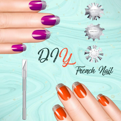 Maitys 3 Pieces French Nail Trimmer Smile Line Cutter Edge Trimmer, Stainless Steel French Tip Cutters Manicure DIY